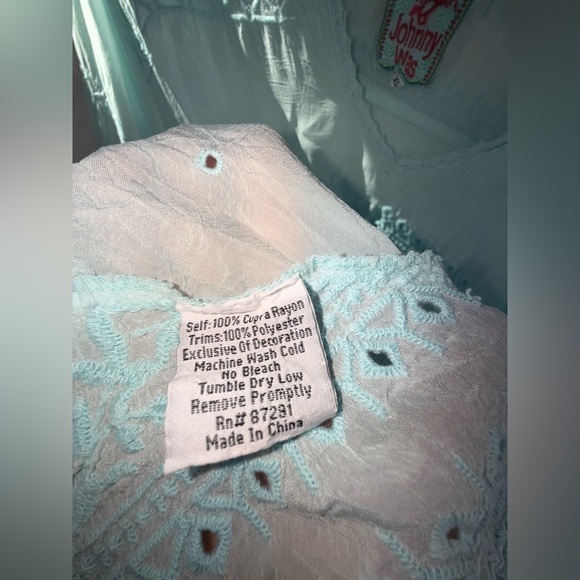 Johnny Was Sky Blue Embroidered Blouse - Picture 9 of 9